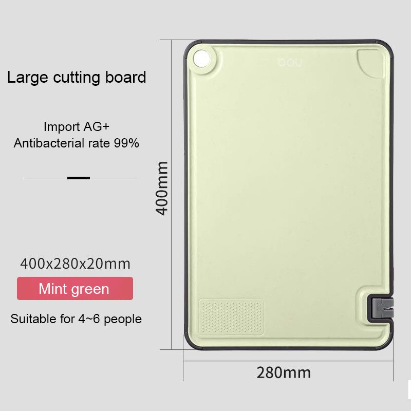 Double-Sided Cutting Board Multifunctional Antibacterial Mildew proof Plastic cutting board Kitchen Drain Chopping Board Marble: Mint Green large