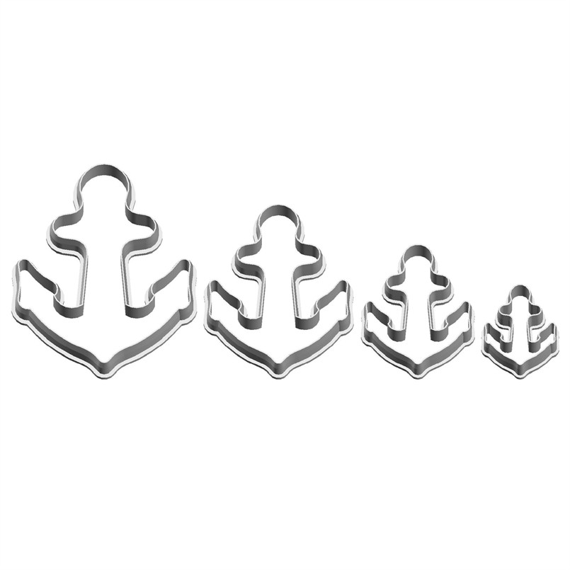 Vier specificaties Cartoon Ankerketting Grafisch scheepsanker, plastic mal, cakefondanthulpmiddelen, koekjessushi- en fruitsnijders