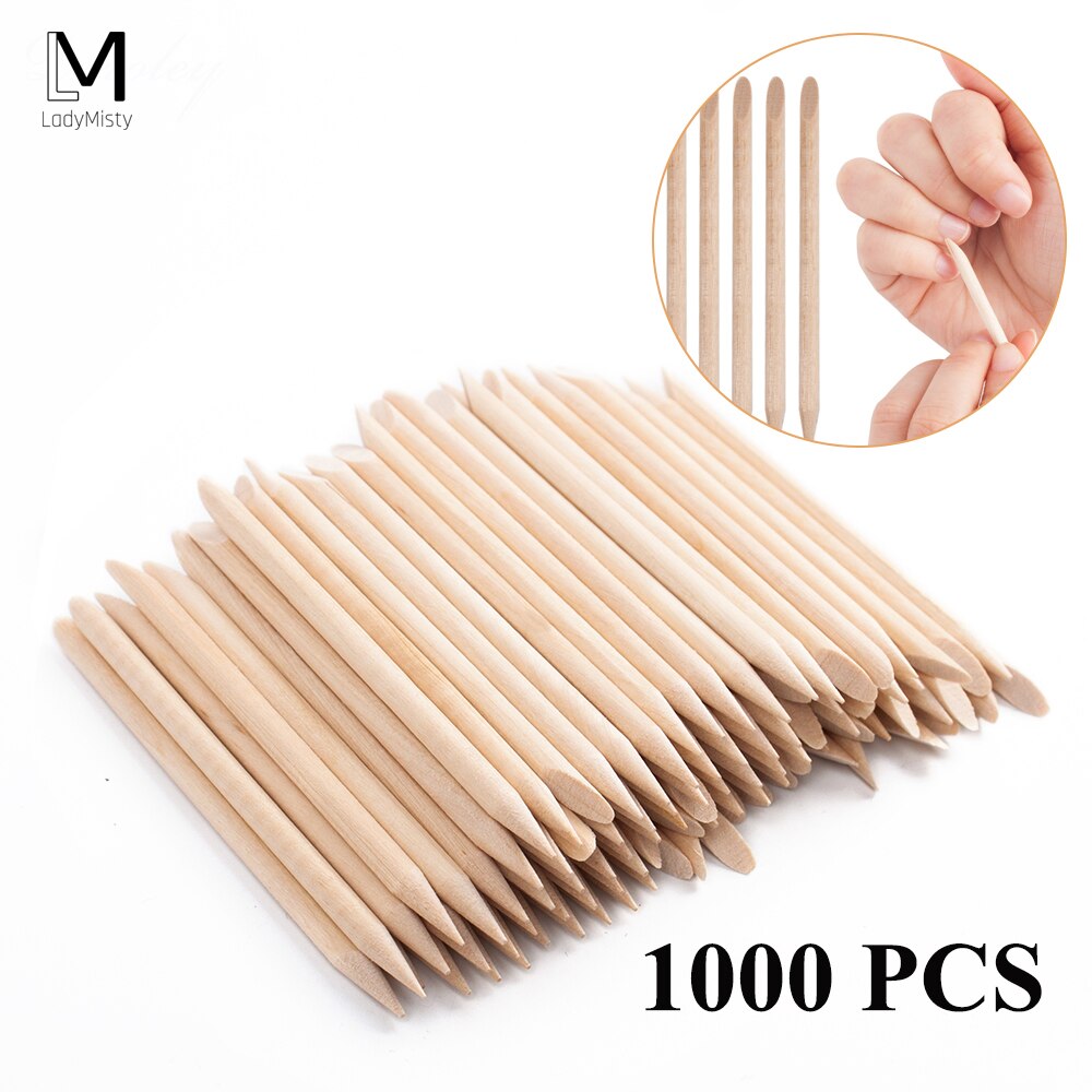 1000 PCS Wooden Cuticle Pusher Orange Wood Stick Remover Manicure Pedicure Nail Art Designs Picker Tools Set: Default Title