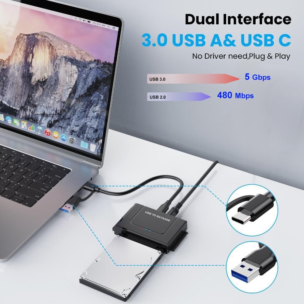 adapter SATA/IDE na USB 3.0 adapter dysku twardego Konwerter robić uniwersalnego dysku twardego IDE SATA HDD SSD 2,5/3,5 cala z zasilaczem 12V 2A