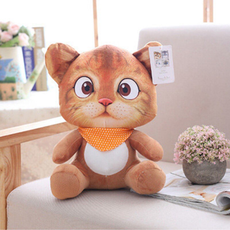 46cm 3D Simulation chats oreiller en peluche jouets Simulation Animal en peluche chat oreiller canapé housse de coussin pour noël: Q orange cat