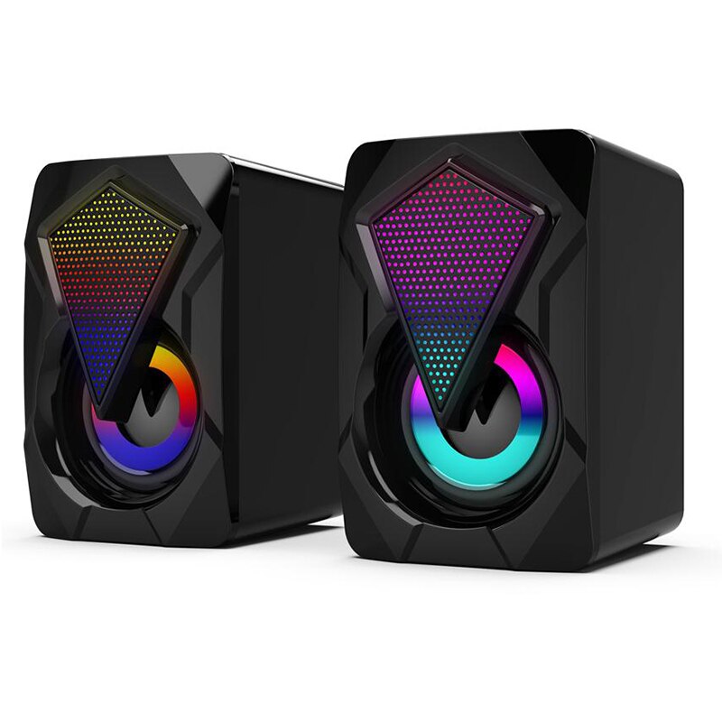 Mini Computer Speaker Bass Stereo Subwoofer Colorful LED Light Voor Pc Laptop Notebook Niet Bluetooth Luidsprekers