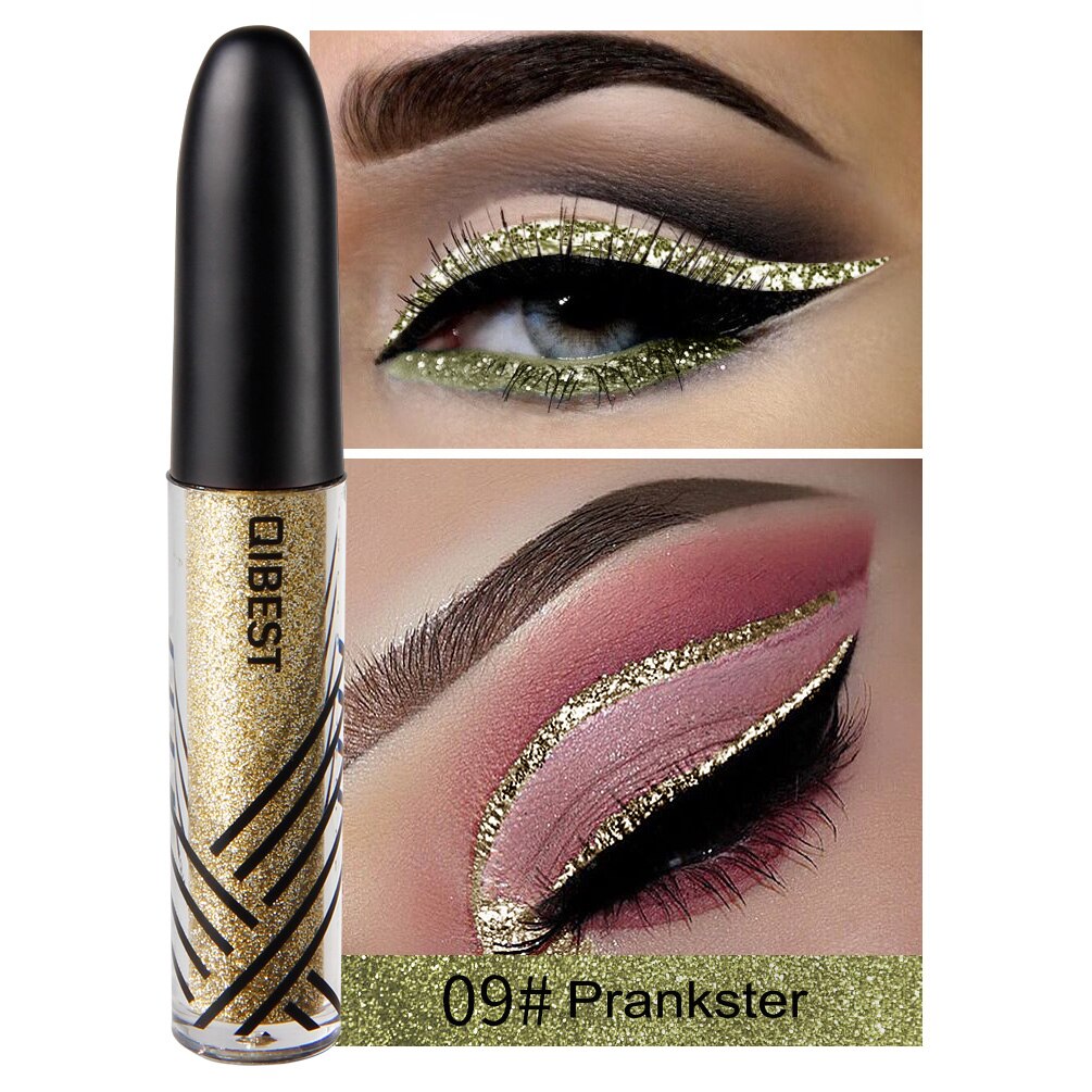 13 farver vandtæt flydende eyeliner glitter langtidsholdbar makeup eyeliner guld rød blå hvid eyeliner skinnende eyeliner: 09