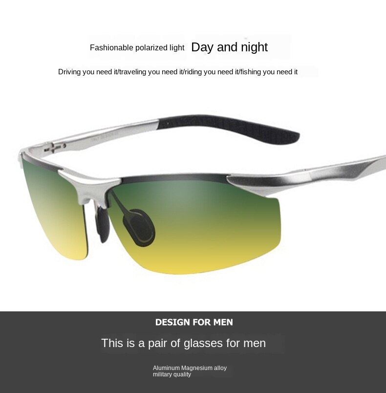 Dag og nat solbriller mandlige chauffør polariserede solbriller driver kører udendørs fiskebriller nattesyn solbriller mænd