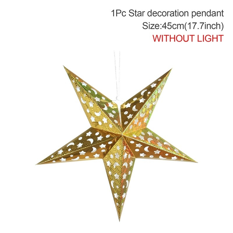 30–75 cm Kerst Holle Ster Opknoping Hanger Raamrooster Kerst Decoratie voor Huis 2024 Papieren Lampenkap Bruiloft Kerstcadeau: Fluorescentie Geel