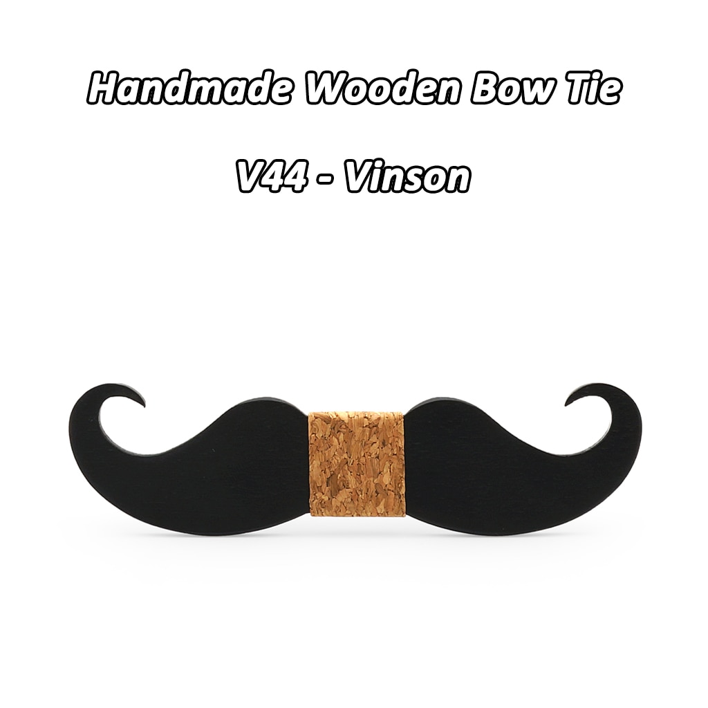 Mahoosive – Nœud papillon moustache en bois, pour hommes, accessoire masculin, fabrication artisanale, nouveauté, ,: V44