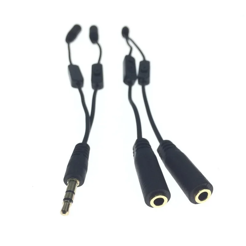 3.5 Jack Splitter Male To 2 Female Jack 3.5mm Stereo Audio Cable Y Splitter Adapter Volume Control Headphone Phone AUX Cable