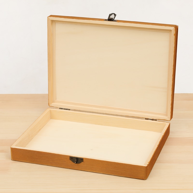 Grenen doos 25x18 cm opbergdoos echt hout oude houten doos gesp oude retro waarin grote houten doos