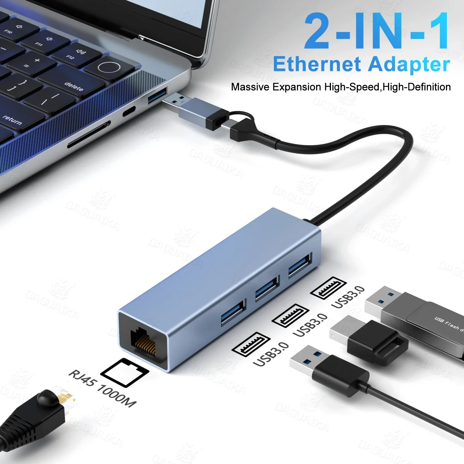 USB C to Ethernet Adapter,with RJ45 Gigabit,USB-C to Network Adapter Multiport for MacBook Pro/Air, iPad Pro, Surface Laptops