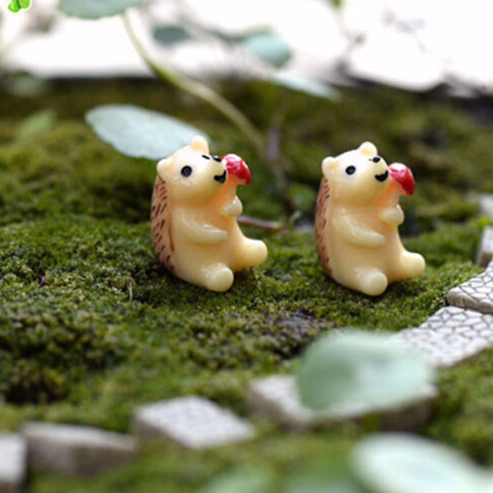 Miniaturen harz handwerk figuren für garten dekoration Minil Igel und pilz Gebühr garten Mini Zwerge Moos terrarien