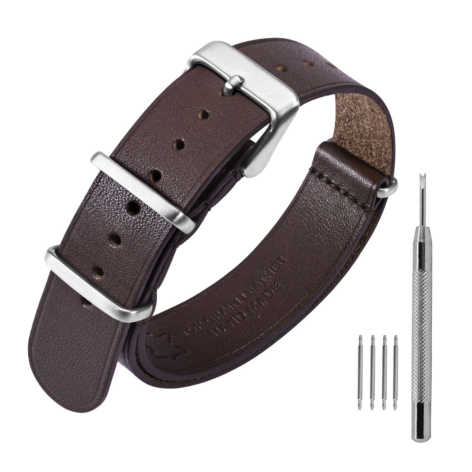 Pulseira de relógio de couro ANNEFIT 18mm 20mm 22mm, pulseiras de relógio militar de uma peça de pele de bezerro genuína para homens e mulheres preto marrom azul: Blue pink / 22 milímetros