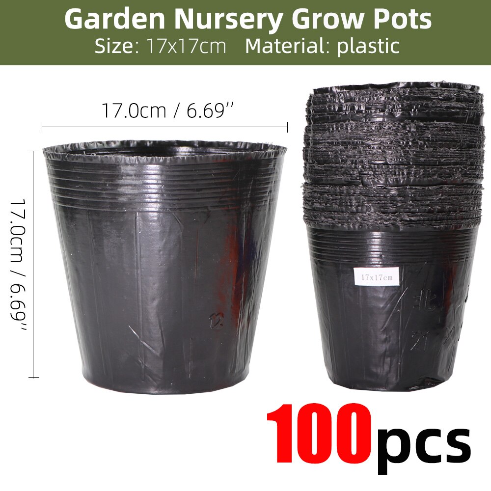 20-300PCS 15 Sizes of Plastic Grow Nursery Pot Home Garden Planting Bags for Vegetable Flowers Plant Container Starting Box: M-100PCS