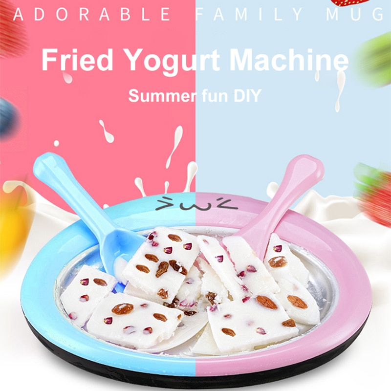 Mini ismaskine isstegt yoghurtmaskine omrør yoghurtmaskine med 2 stk stegt is skovl rullemaskine til hjemmebarn