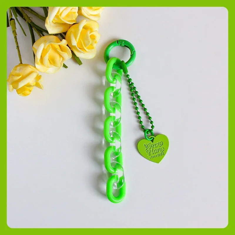 Porte-clés en forme de cœur, dessin animé doux, pendentif, chaîne créative, sac à la , accessoires de décoration suspendus,: green