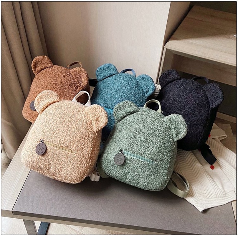 Urso mochilas portáteis crianças viagem compras mochilas femininas bonito urso em forma de ombro mochila