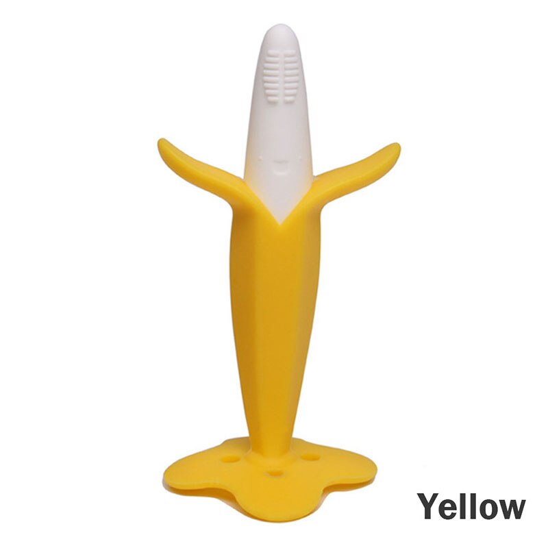 Banana Massaggiagengive bambino Macinazione Bastone bambino Denti Decidui Molare Massaggiagengive Commestibile Materiale Del silicone Banana Spazzolino Da Denti: Giallo