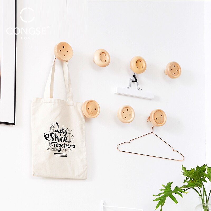 Europe Solid Wood Wall Hanging Coat Rack Bedroom Metope Simple And Easy Saddlebag Frame Button A Hook Clothes Frame