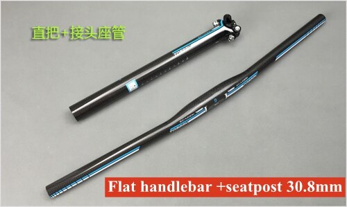 TOSEEK Kohlenstoff Faser Fahrrad Lenker setzt Flachen Anstieg Lenker + vorbau + sattelstütze Mtb Rennrad Bicicleta Fahrrad Teile schwarz blau: 08