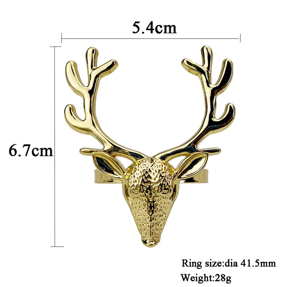 1Pcs Gouden Herten Hoofd Servet Gesp Kerst Herten Servetring Hotel Decoratie Doek Gesp Metalen Servetring Desktop Decoratie