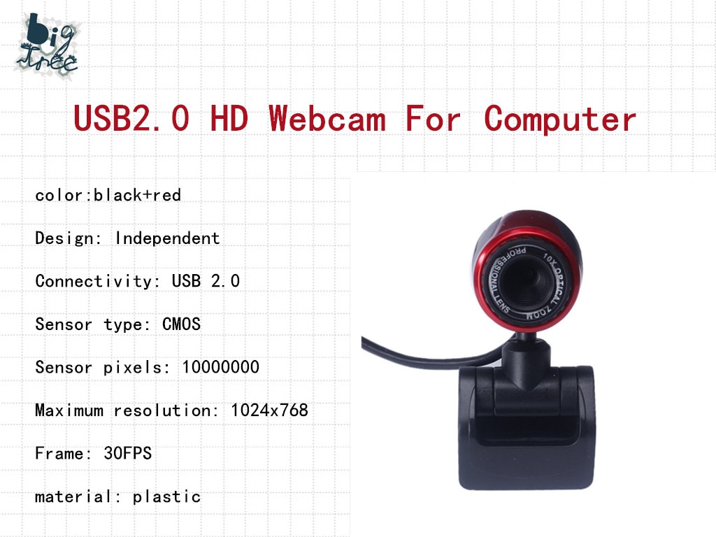 1080P Webcam USB2.0 Computer Network Live Camera Network Camera Free Drive USB Cam Hd Camera With Mic Web Camera for Computer: red