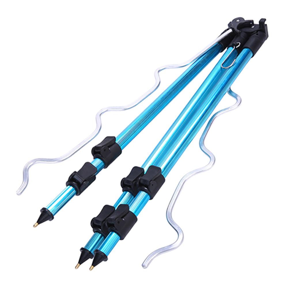 Aluminum Alloy Telescopic Fishing Rods Holder Portable Collapsible Fishing Tripod Bracket Stand Sea Fishing Pole Bracket: blue