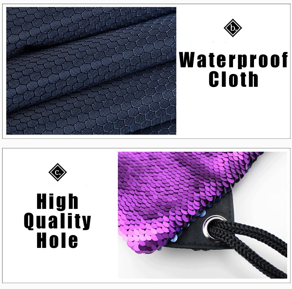 Arrivel Mermaid Sequin Drawstring Bag Reversible Sequin DIY Backpack Glittering Shoulder Bag for Gym Training Travel