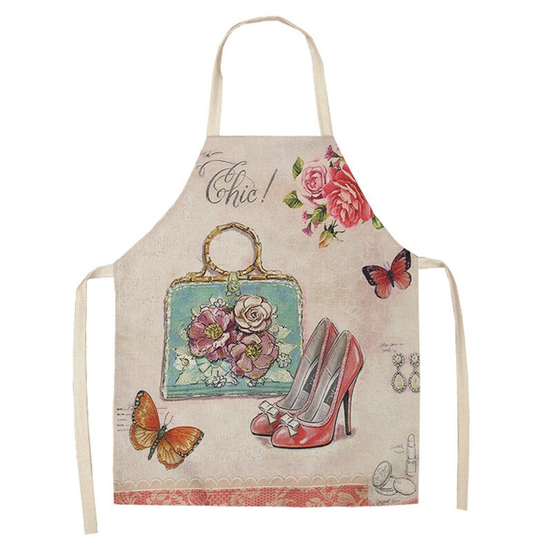 Vintage väska klänning skor köksförkläden för kvinnor bomull linne husmanskost bakning midja haklapp pinafore rengöringsverktyg: 5 / 66 x 47cm