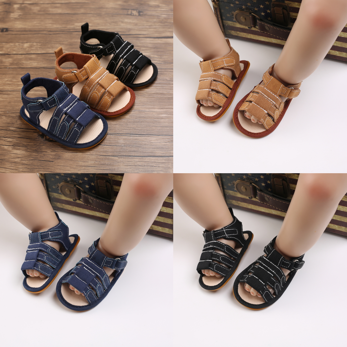 Sandales en caoutchouc souple pour garçon, chaussures d'extérieur antidérapantes, décontractées, pour les premiers pas