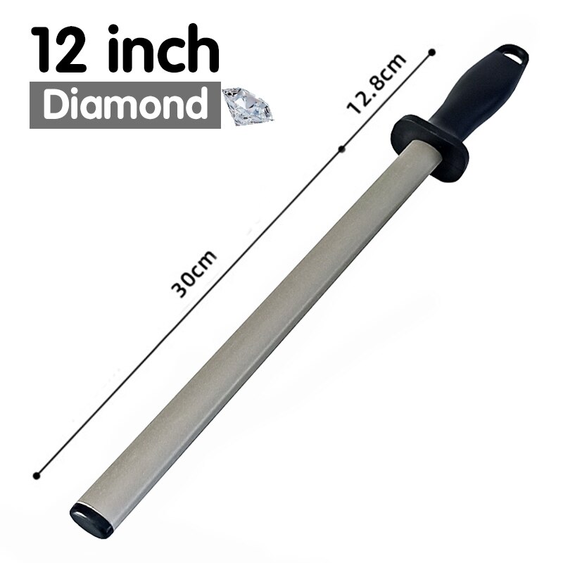 Diamond sharpening rod Tungsten steel carbon Knife kitchen Slaughterhouse butcher Ceramic Household honing steel knife sharpener: dmd 12 inch