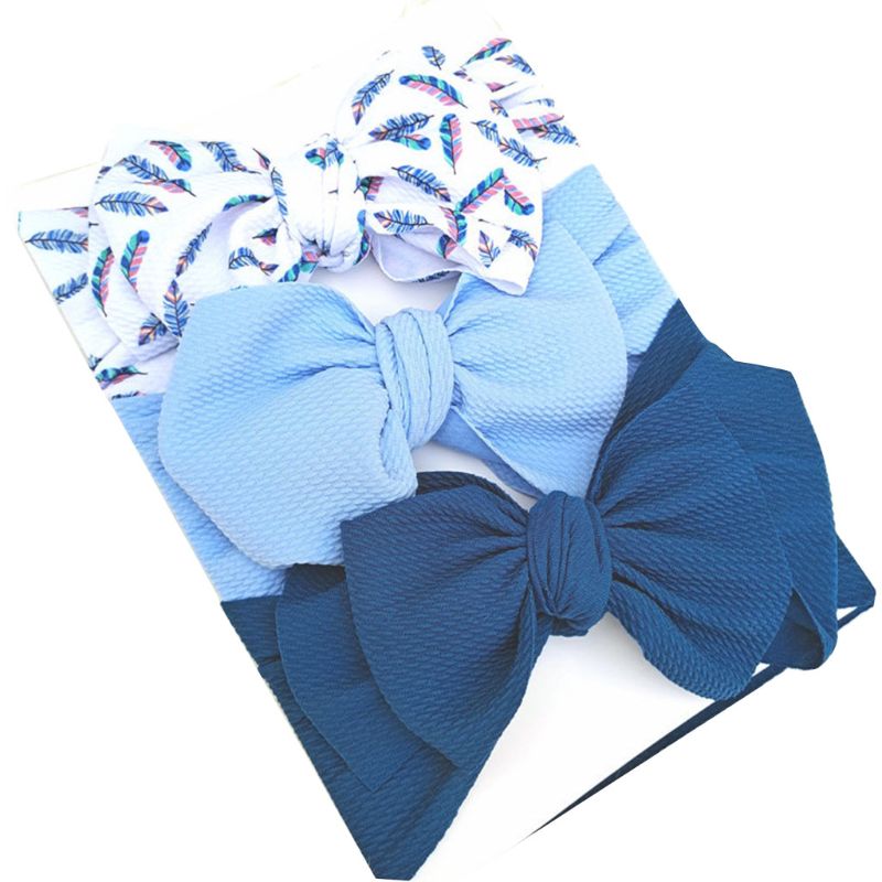 Bandeau élastique large à nœud extensible pour bébés filles, 3 pièces/ensemble, accessoires de coiffure, Turban: D