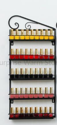 Multi-Lagen Opslag Muur Manicure Cosmetica Display Stand Moderne Metalen Nagellak Organizer Opslag Rack Plank Voor Muur: black left side