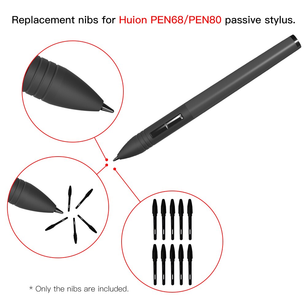 Replacement Pen Nibs Graphics Tablet Pen Nibs Wear-resistant Pen Nib For Huion PEN68/PEN80 PW500/PW507 PW100/PW201: PEN68 and PEN80