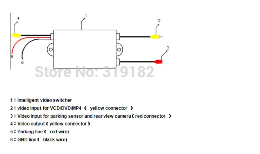 2 way video switch intelligent input reversing priority car video display 2 CH video input DVD/parking sensor/rearview camera