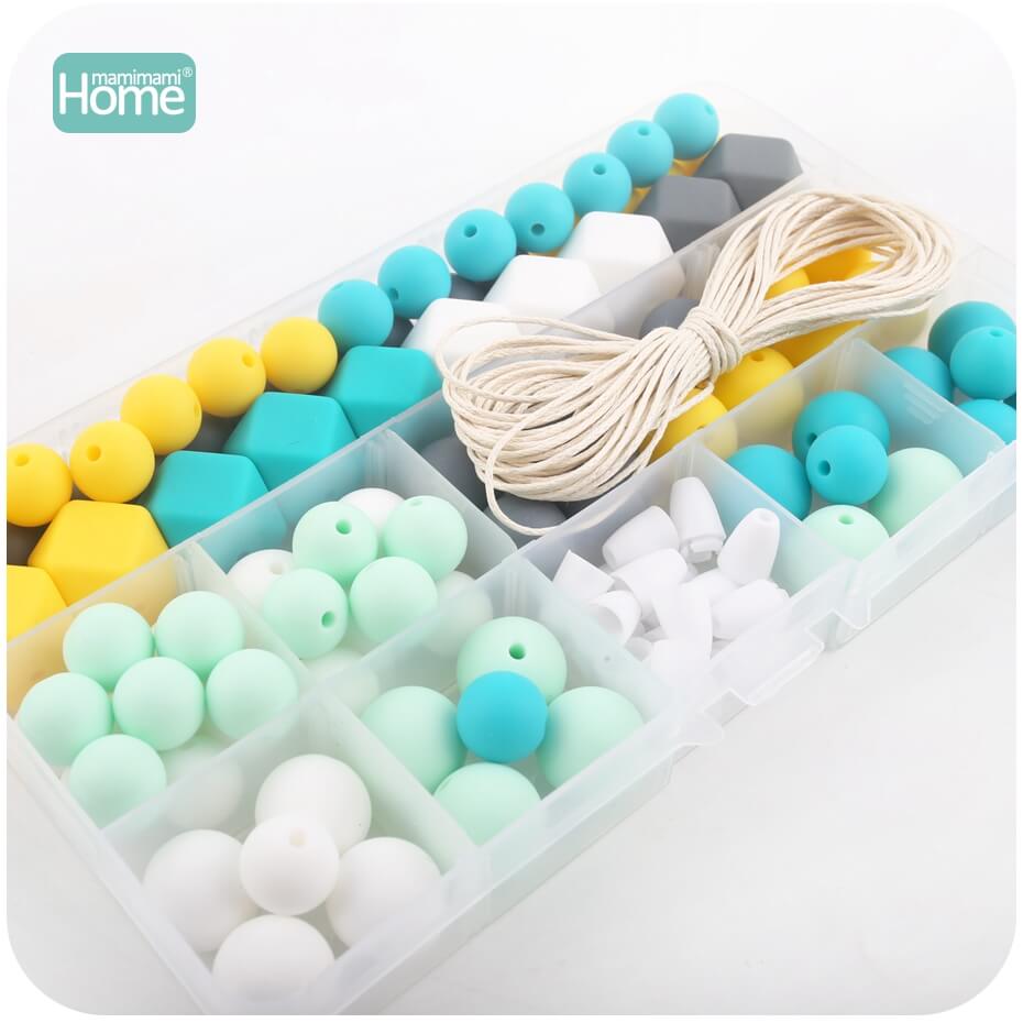 MamimamiHome Siliconen Hout Kralen Verpleging Ketting DIY Tandjes Kit Geometrische Hexagon Hout Kralen Tandjes Kettingen Baby Rammelaar: type 5