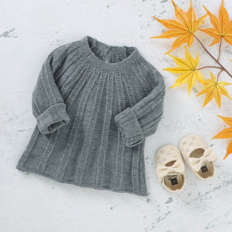0-2y langærmede baby sweatere pullovere solide strikkede børn piger drenge strikvarer toppe efterår vinter nyfødte tøj: Grå / 6m