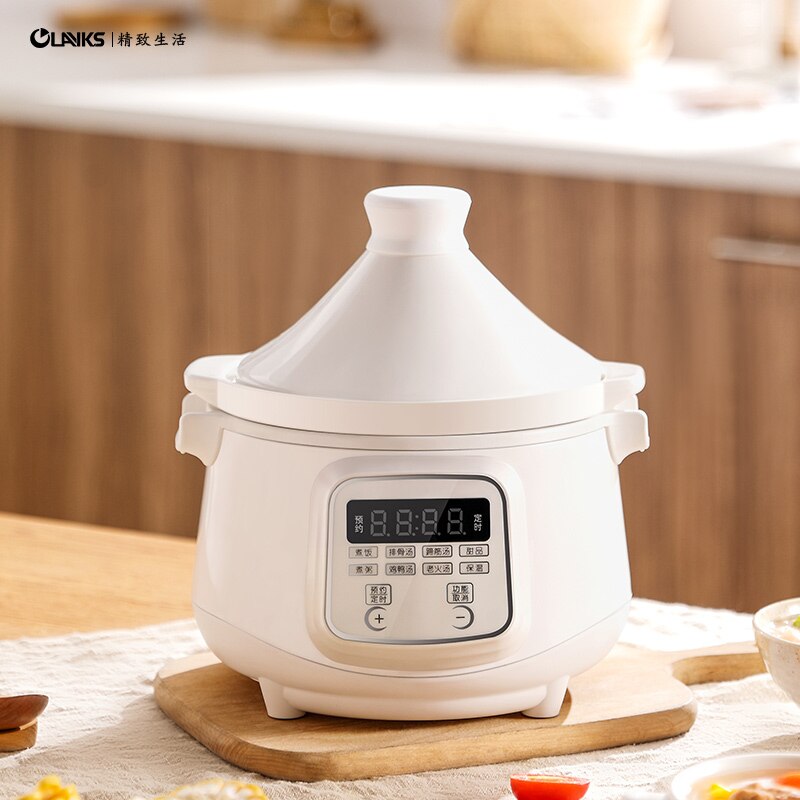 220V 1.6L 280w Automatic Electric slow cooker Ceramic White porcelain Taji pot Health soup pot Insulation Appointment timing