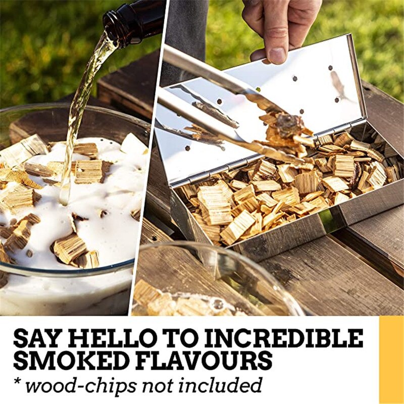 Wood Chips BBQ Smoker Box for Indoor Outdoor Charcoal Gas Barbecue Grill Meat Infused Smoke Flavor Accessories Smoker Box