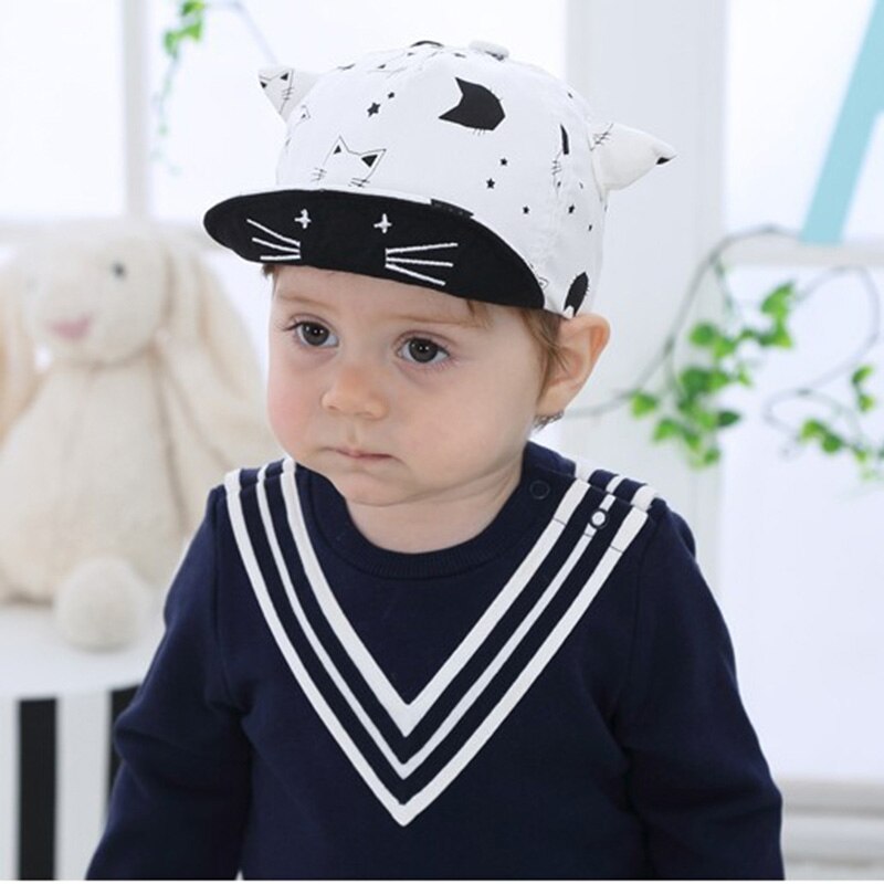 Schöne Baby Baseball Kappe Mit Ohren Cartoon Drucke Baumwolle Baby Junge Mädchen Hut Sommer Im Freien Kind Sonnenblende Hut: White