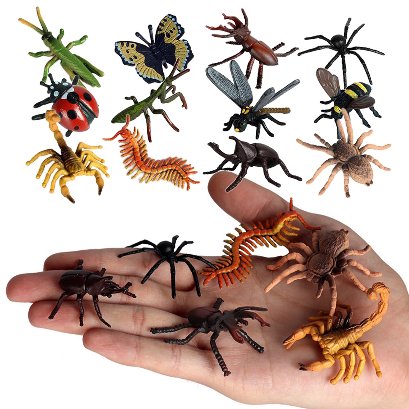 12pcs Plastic Realistic Insect Model Figure Toys Bug Scorpion Bee