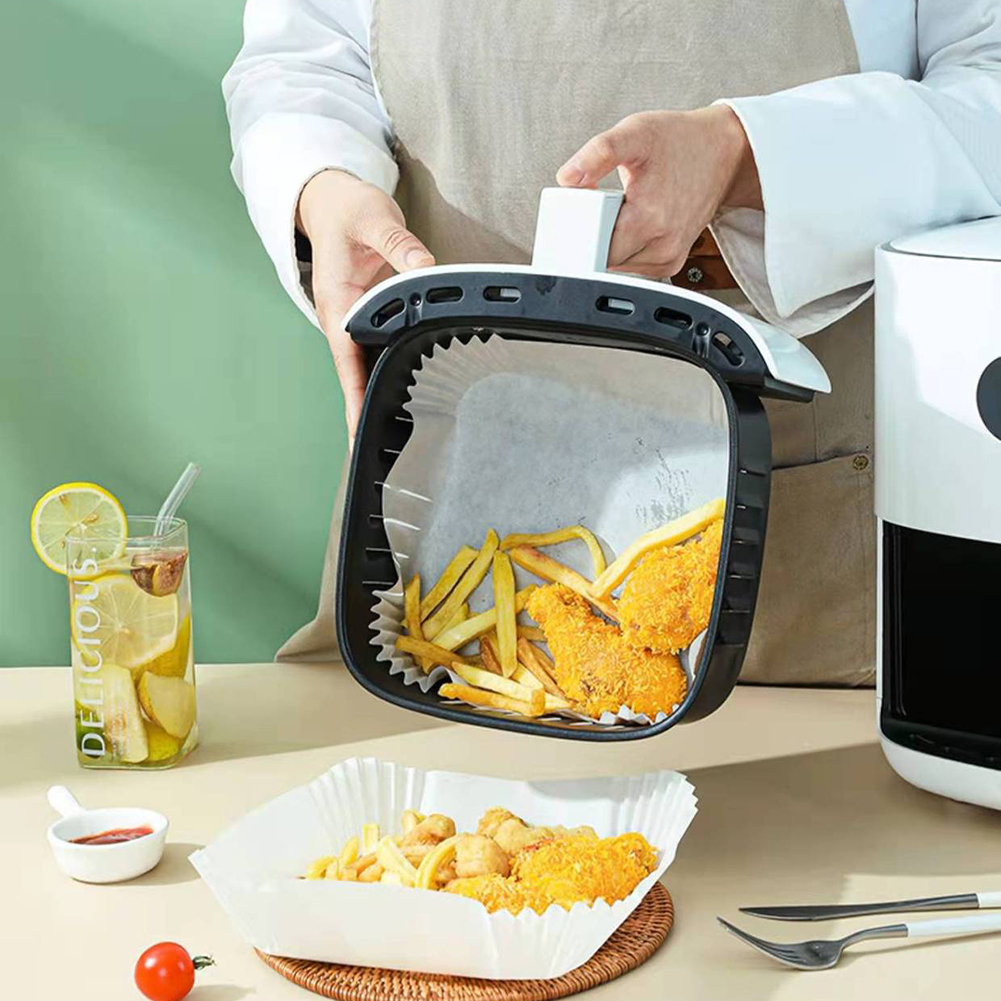 Air Fryer Parchment Paper Liners Non-Stick 50pcs 16cm Disposable Wood Pulp Steamer Baking Cheesecake Paper Air Fryer Accessories
