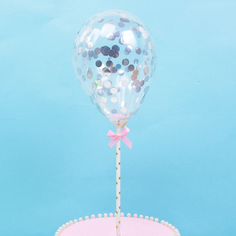 Dessert Birthday Mini Cake Topper Insert Latex Straw Ribbon Balloon Confetti