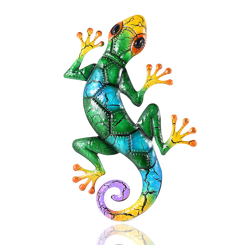 Metall Gecko Hof Garten Dekoration Außen Eisen Statuen Heimat-garten Zauberstab Dekor Miniatur Zubehör Skulpturen Ornamente Gebühr: Grün