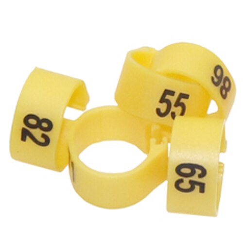 12Mm/14Mm Papegaai Voetring Papegaai Harnas Vogel Voeden Levert NO.1-100 Digitale Mark Ring 10 Kleuren Vogel harnas 100 Pcs: YELLOW / 14mm