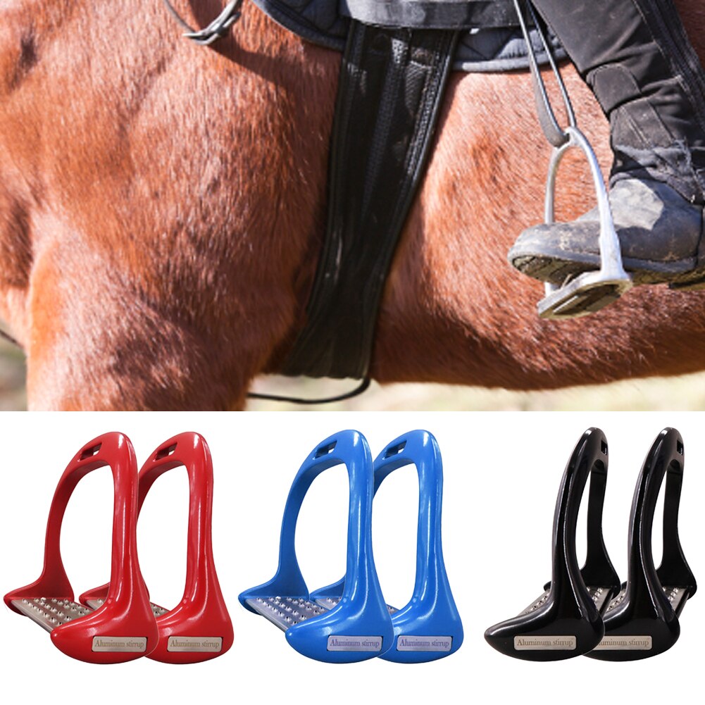 1 Pair Durable Aluminium Alloy Equipment Horse Stirrups Treads Saddle Anti Slip Riding Pedal Lightweight Equestrian Safety