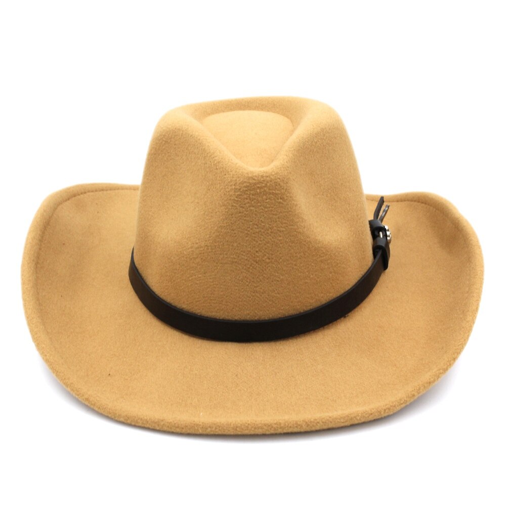 Mistdawn moda unissex mistura de lã western cowboy boné chapéu superior ao ar livre borda larga praia chapéu jazz sombrero padrinho boné cinto preto
