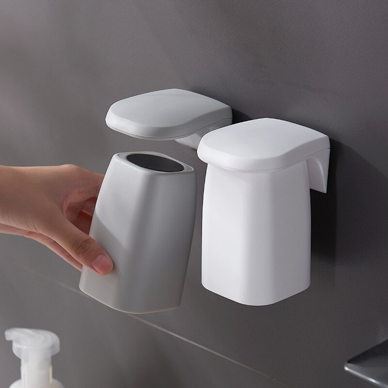 Ventosa magnética para baño, vaso de plástico montado en la pared, soporte para repisa de drenaje, cepillos de dientes, TI99 para el hogar