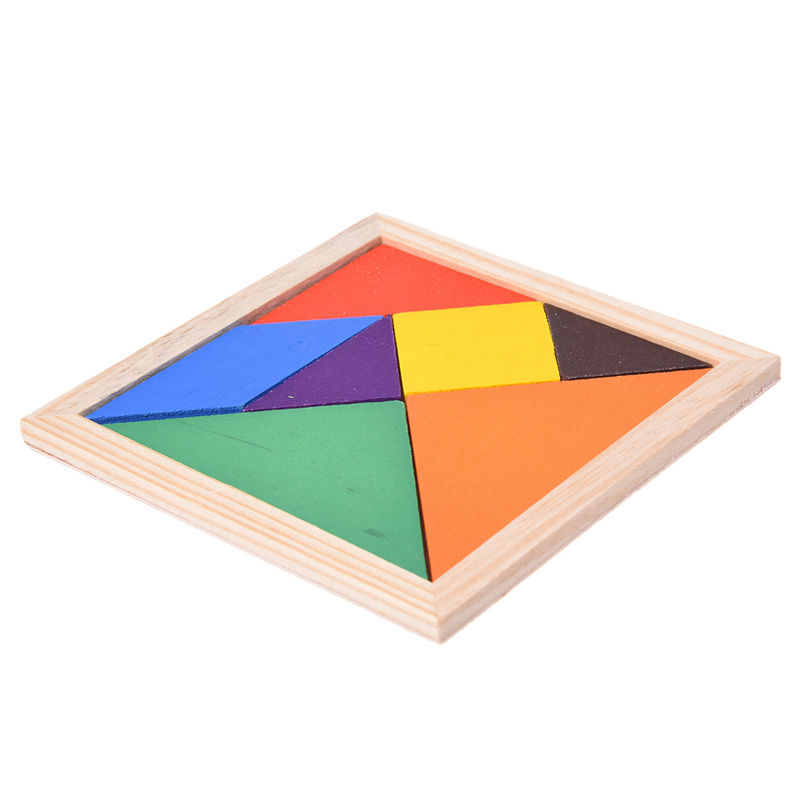 Pädagogisches siebenteiliges holzpuzzle, tangram, denkspiel, babyspielzeug