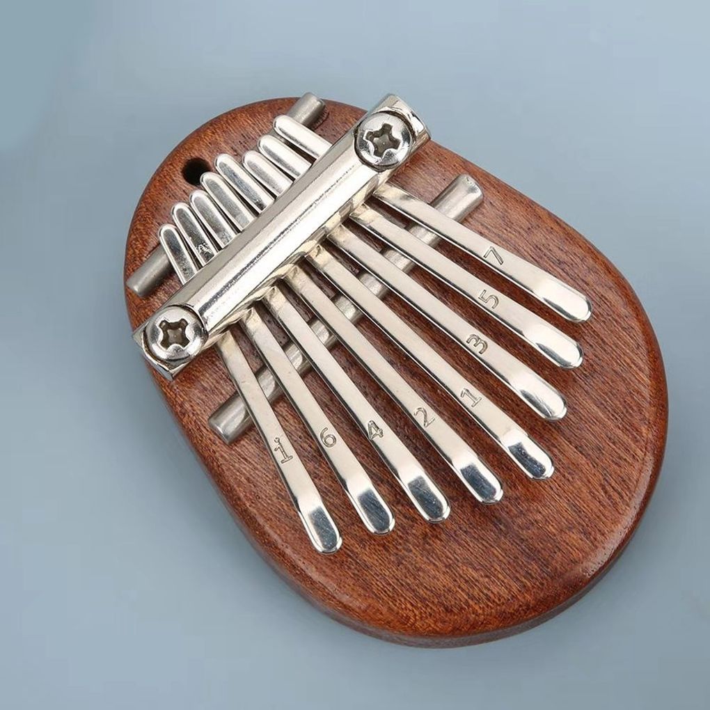 Portable Wooden Kalimba Mini 8 Metal Keys Handheld Piano Necklace Pendant Musical Instrument