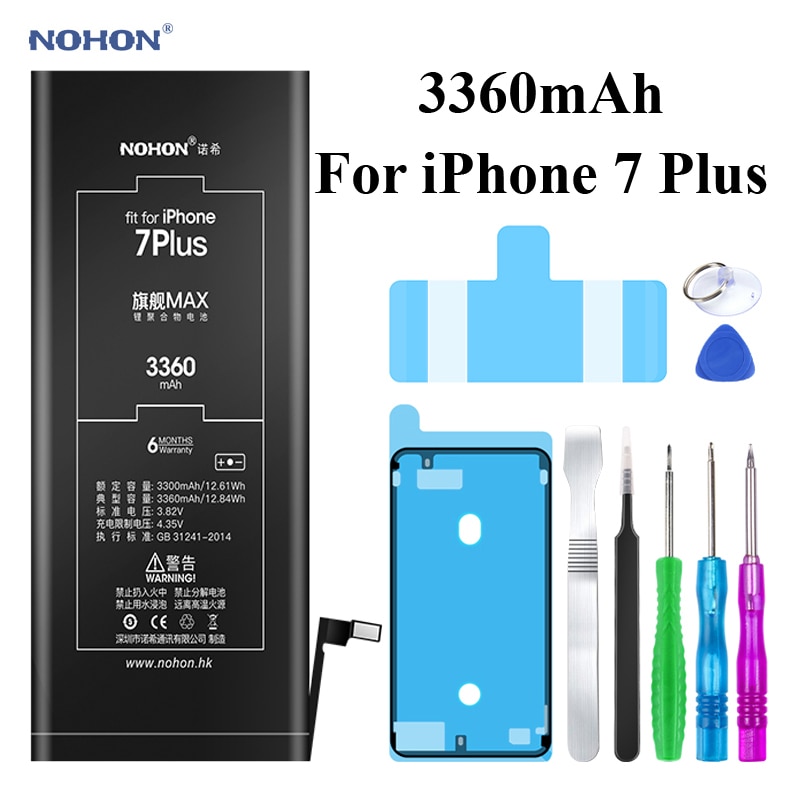 Nohon Battery For Apple iPhone 7 8 Plus 5s 5c X Xr Xs Max 7Plus 7P 8P iPhone7 1560-3360mAh Bateria +Tools For iPhone 5s 8 7 Plus