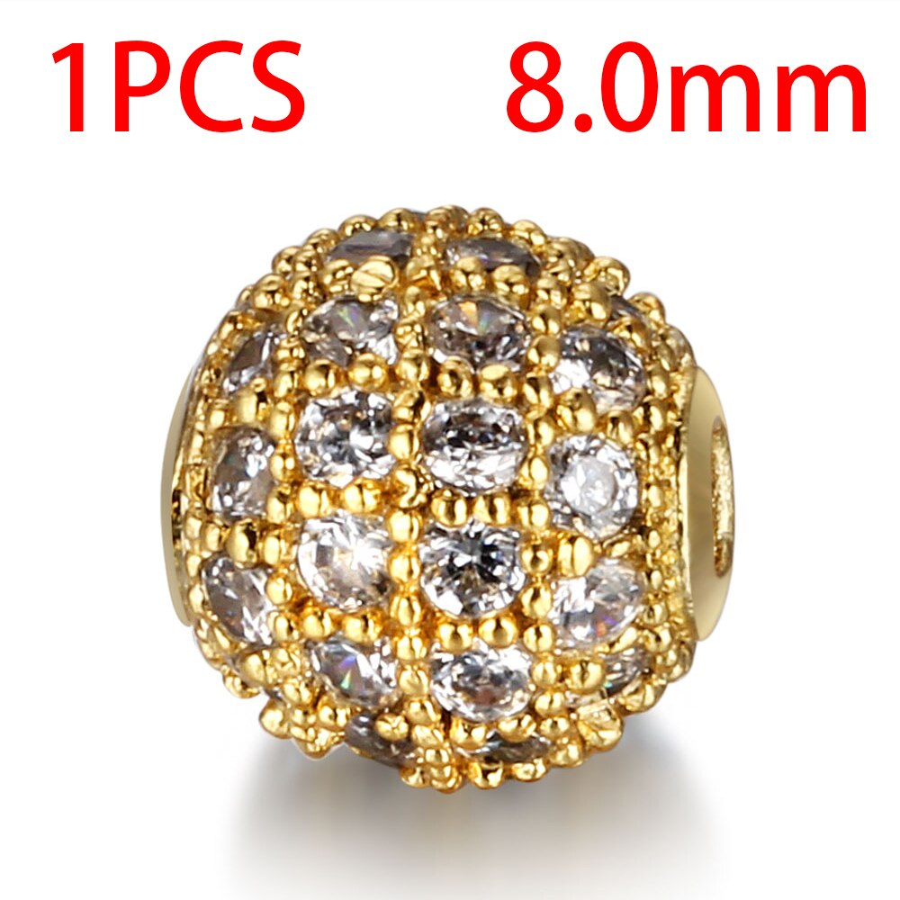 Available Separately / 8mm / 10mm Luxury Mini Pav AAA + Zircon European Gasket Beads, Round Charms For Bracelets And Jewelry: 8mm12